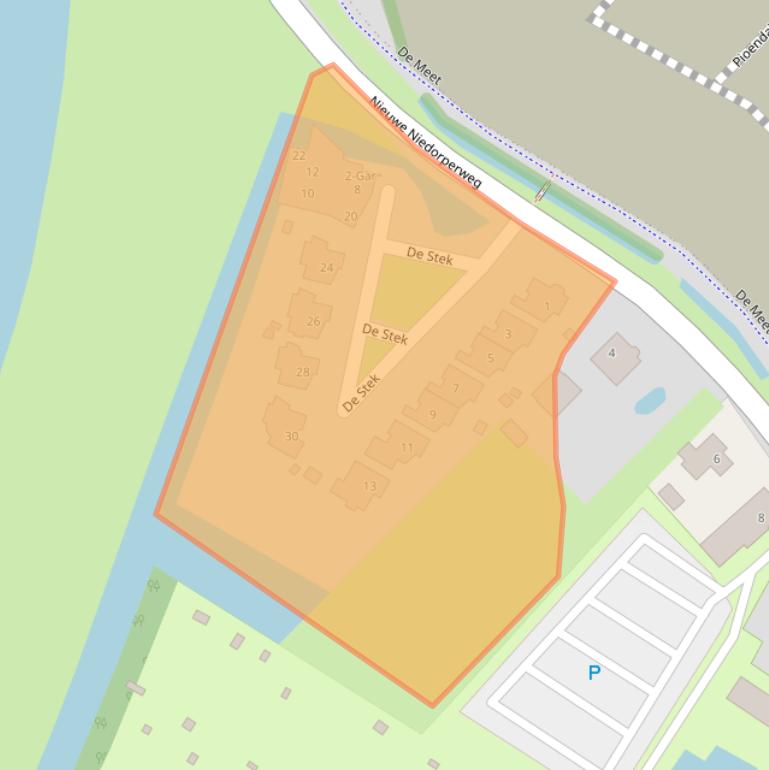 Kaart van postcodegebied 1733KA.