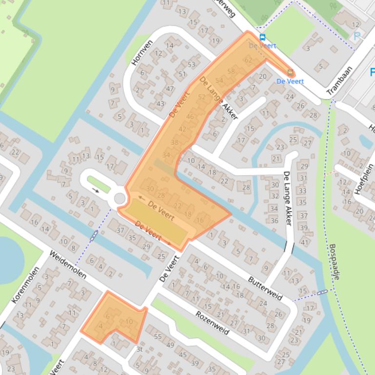 Kaart van postcodegebied 1733LL.