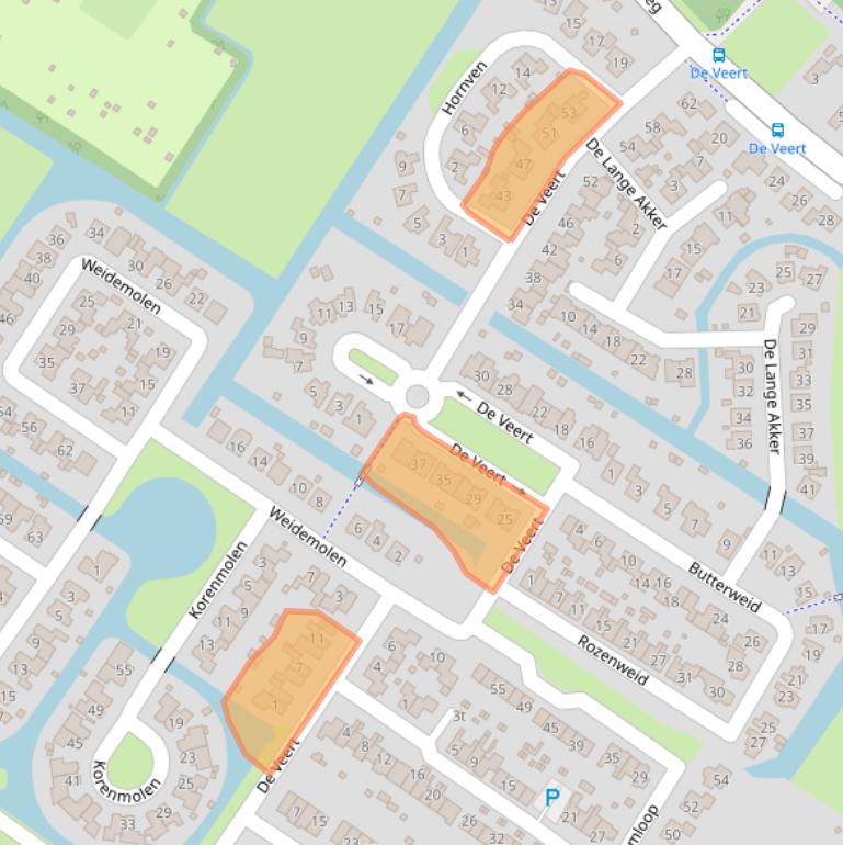 Kaart van postcodegebied 1733LM.