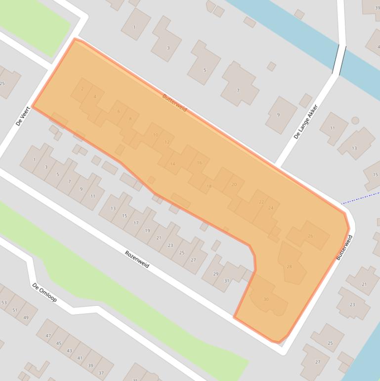 Kaart van postcodegebied 1733LT.