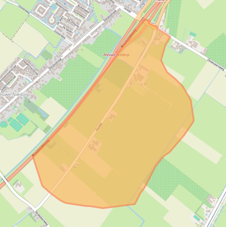 Kaart van postcodegebied 1733NE.