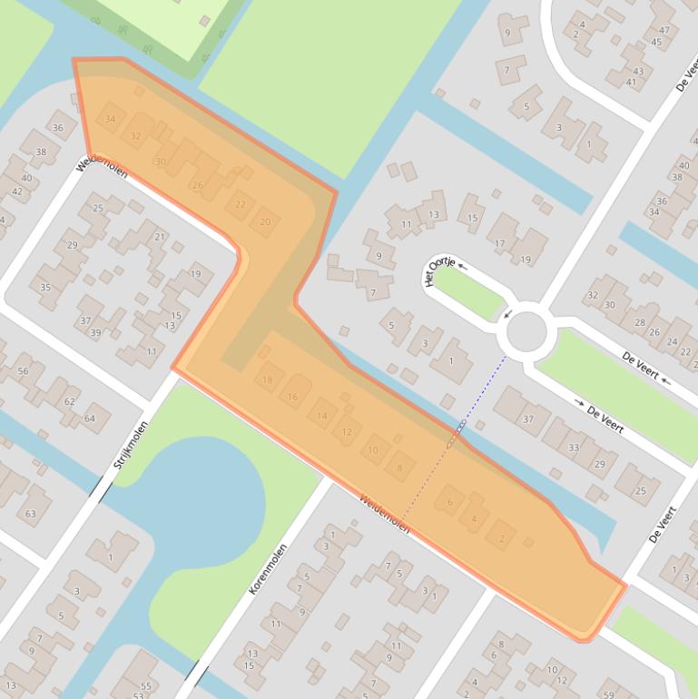 Kaart van postcodegebied 1733PB.