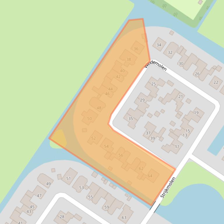 Kaart van postcodegebied 1733PC.