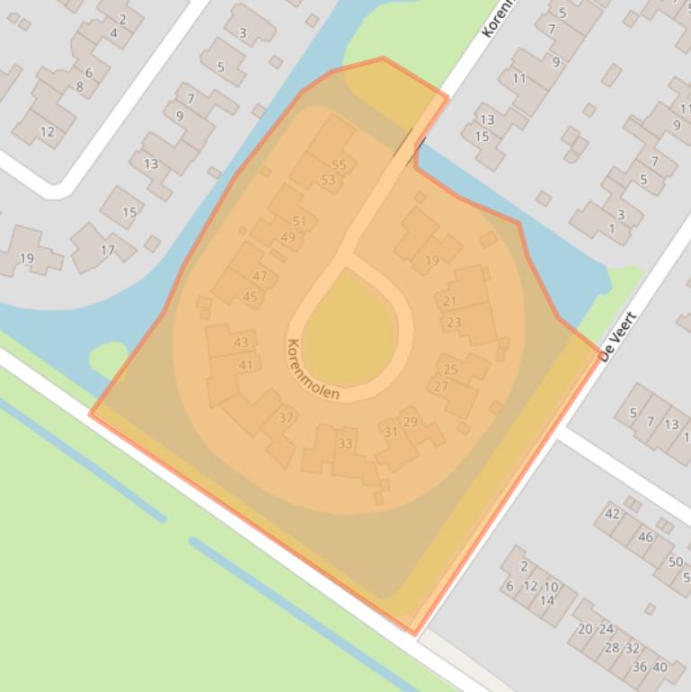 Kaart van postcodegebied 1733PJ.