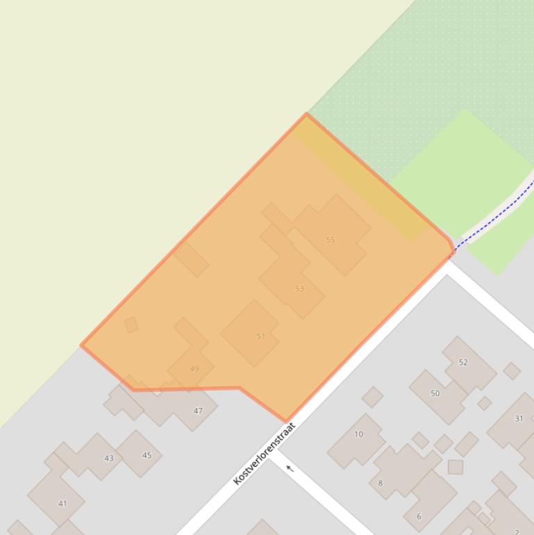 Kaart van postcodegebied 1733VG.