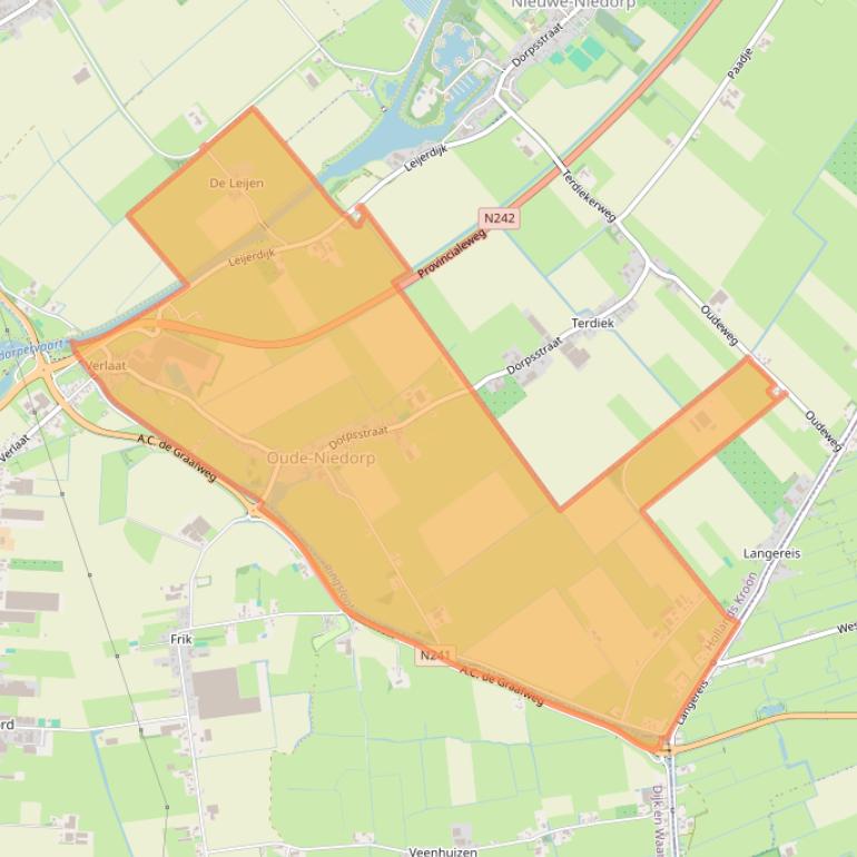 Kaart van postcodegebied 1734.