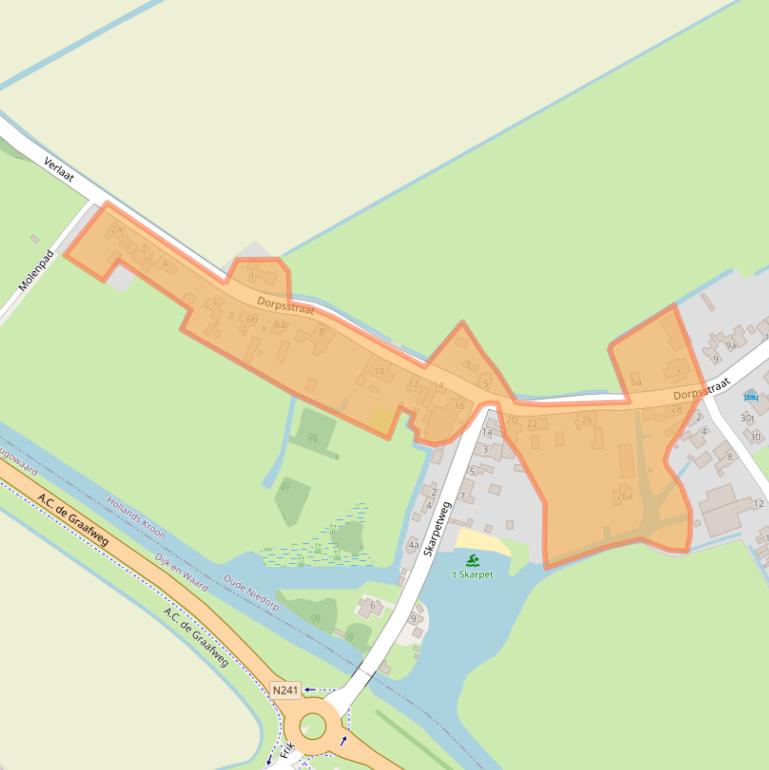 Kaart van postcodegebied 1734JG.