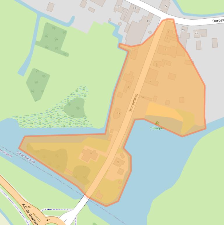 Kaart van postcodegebied 1734JL.