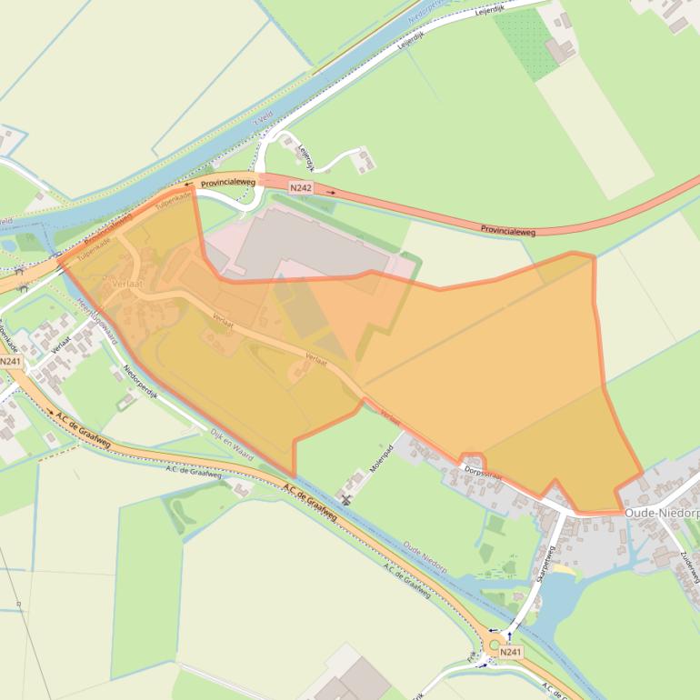 Kaart van postcodegebied 1734JN.