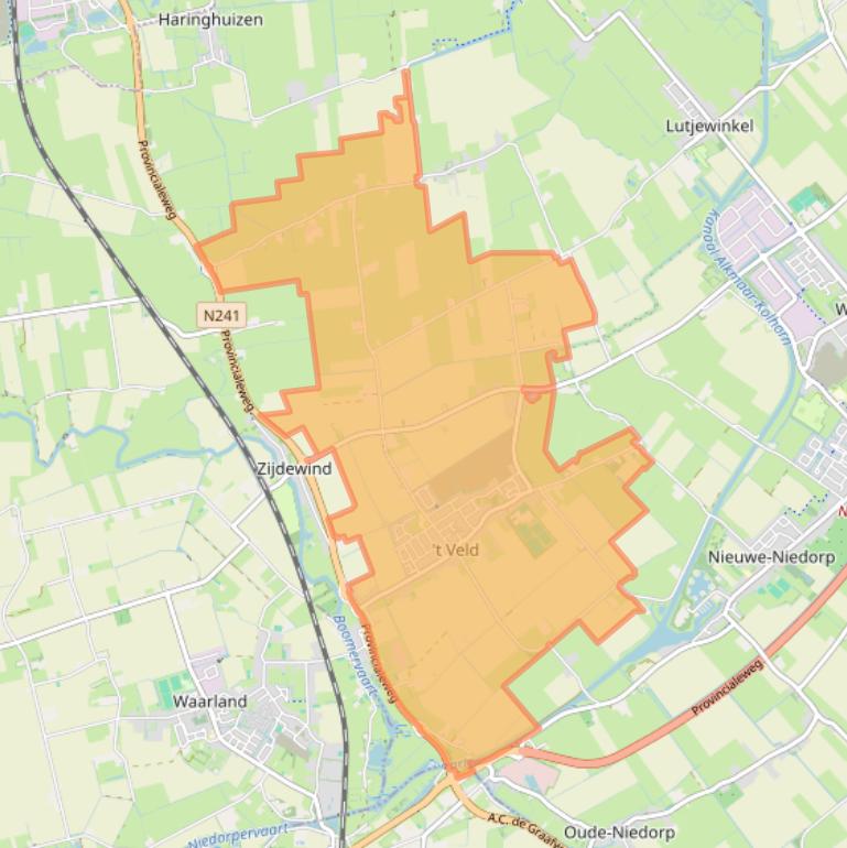 Kaart van postcodegebied 1735.