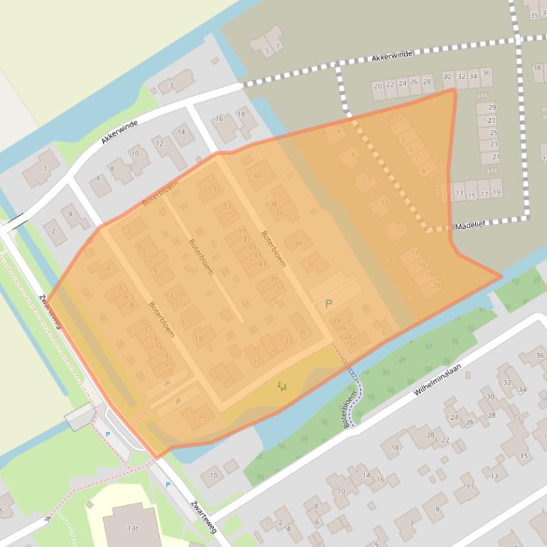 Kaart van postcodegebied 1735AB.