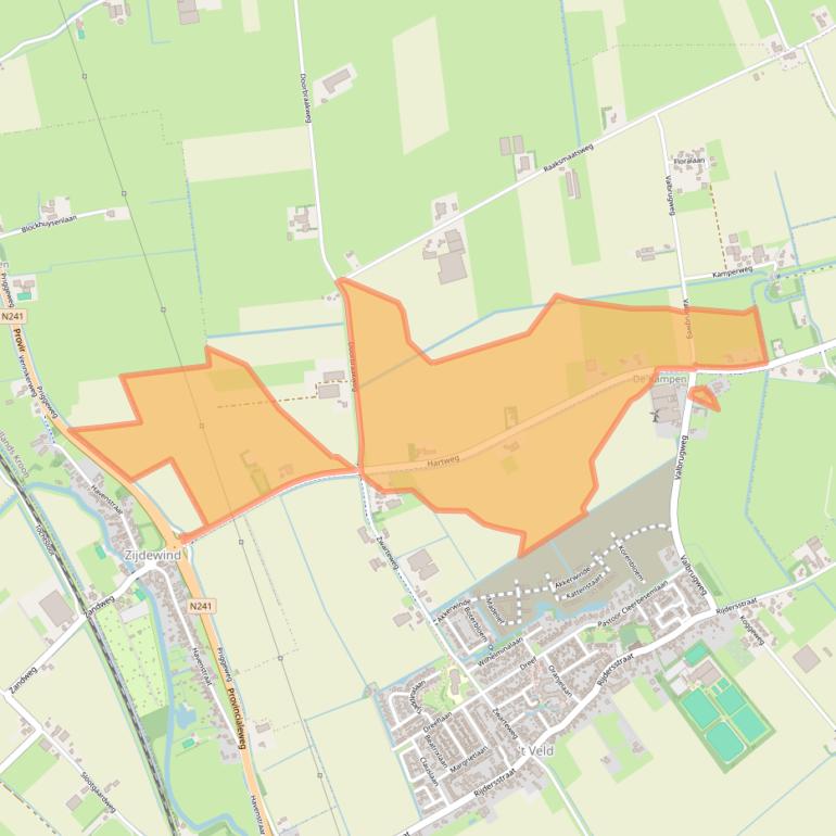 Kaart van postcodegebied 1735EG.