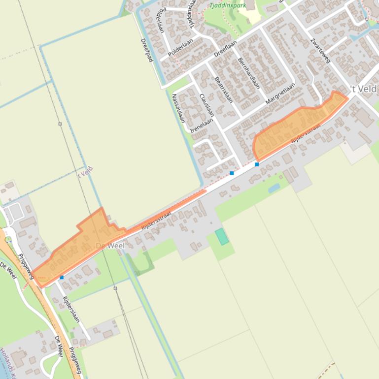 Kaart van postcodegebied 1735GA.