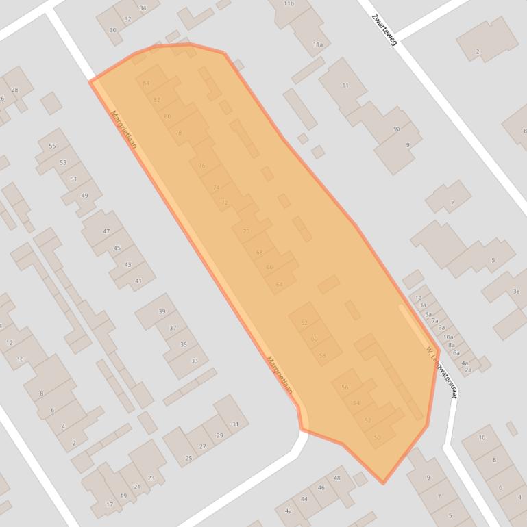 Kaart van postcodegebied 1735HG.