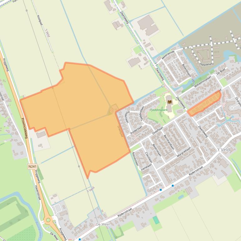 Kaart van postcodegebied 1735HK.