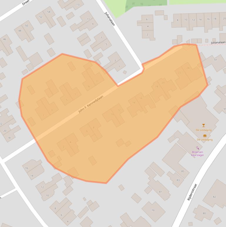 Kaart van postcodegebied 1735HS.