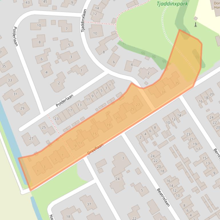 Kaart van postcodegebied 1735KD.