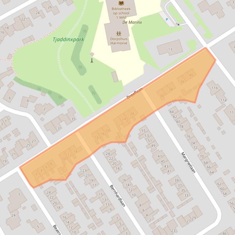 Kaart van postcodegebied 1735KE.