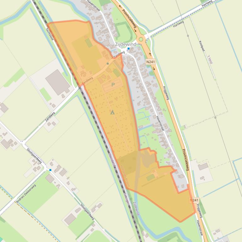 Kaart van postcodegebied 1736DA.