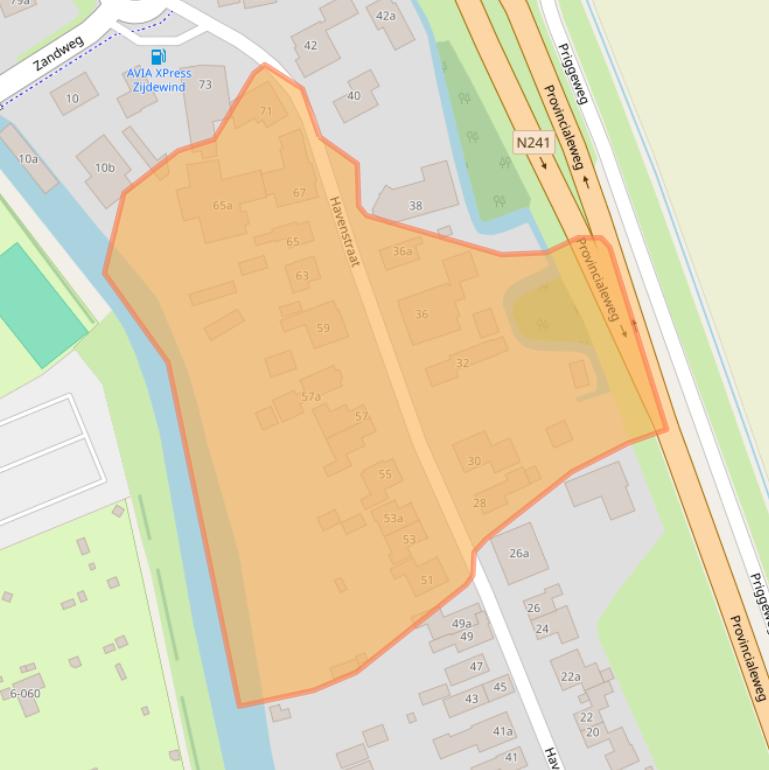 Kaart van postcodegebied 1736KE.