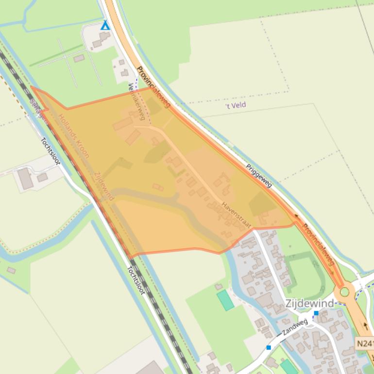 Kaart van postcodegebied 1736KH.