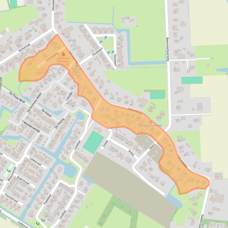 Kaart van postcodegebied 1738BE.