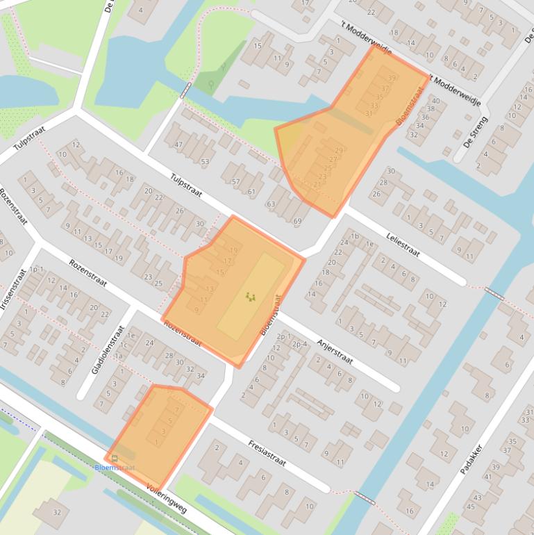 Kaart van postcodegebied 1738CJ.