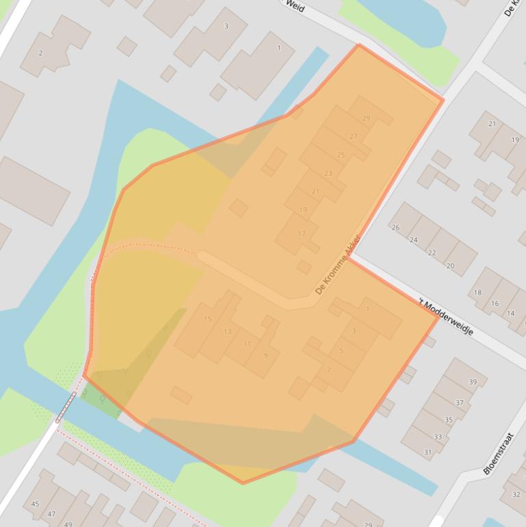 Kaart van postcodegebied 1738CR.