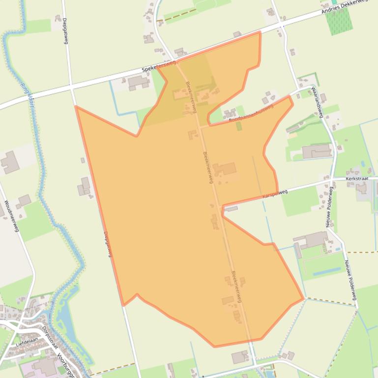 Kaart van postcodegebied 1738DR.