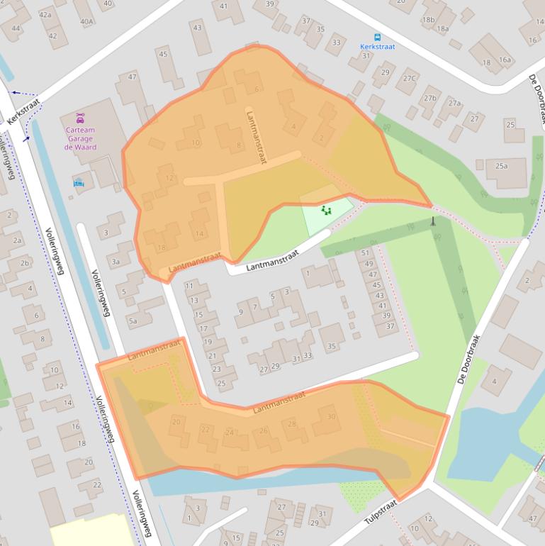 Kaart van postcodegebied 1738EC.