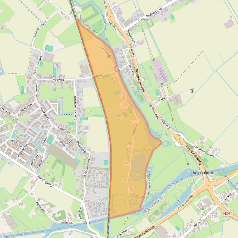 Kaart van postcodegebied 1738JZ.