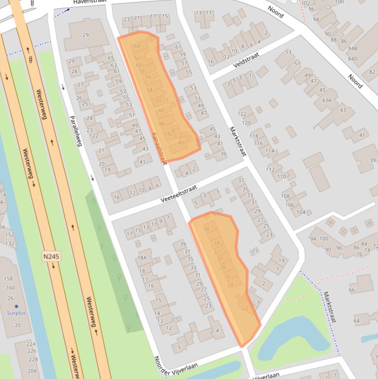 Kaart van postcodegebied 1741AJ.