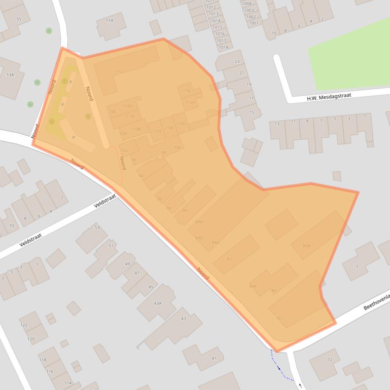 Kaart van postcodegebied 1741BG.