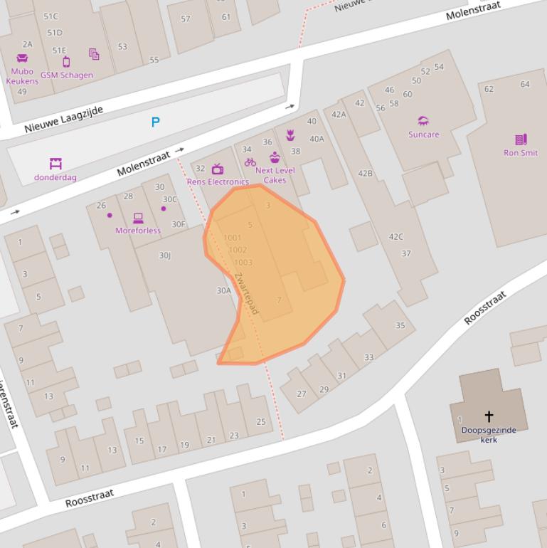 Kaart van postcodegebied 1741GL.