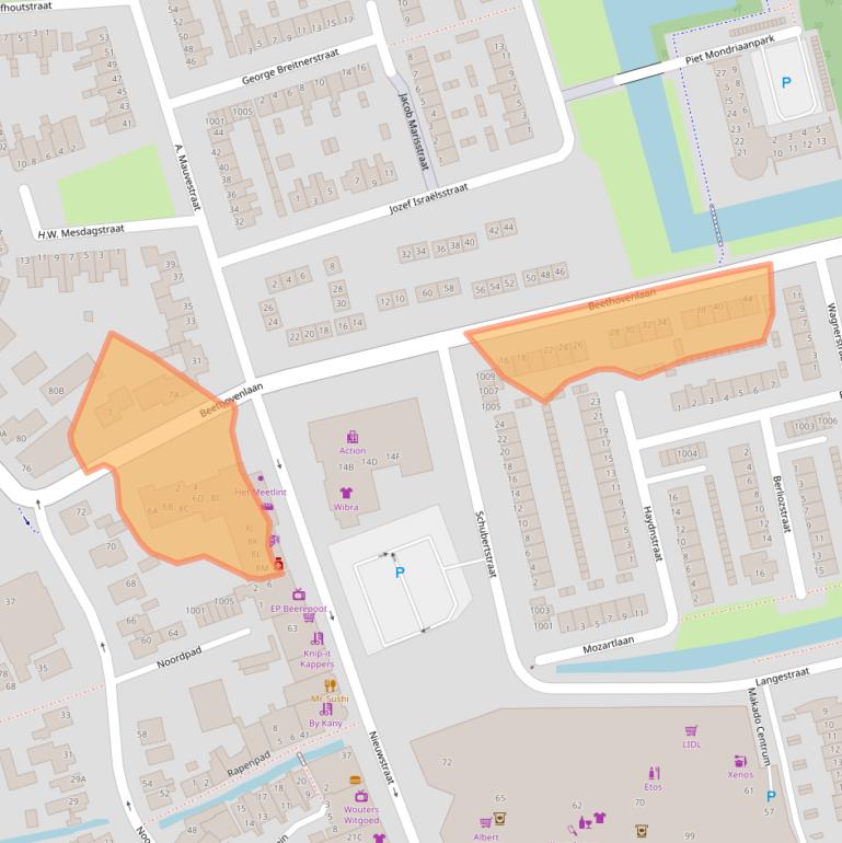Kaart van postcodegebied 1741HT.