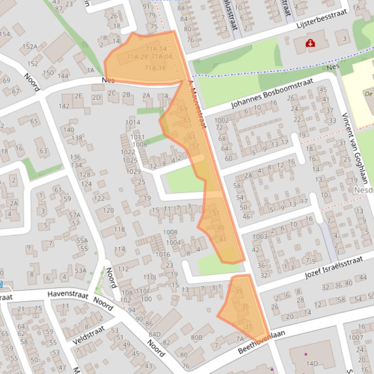 Kaart van postcodegebied 1741JE.