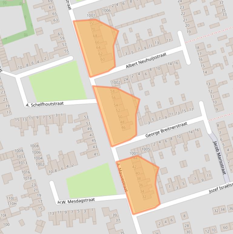 Kaart van postcodegebied 1741JJ.