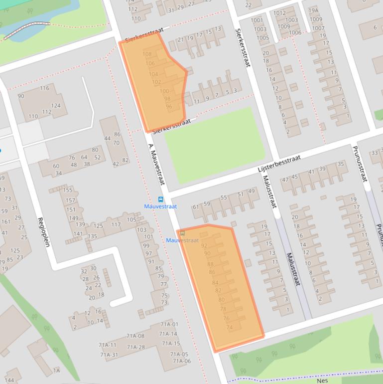 Kaart van postcodegebied 1741JK.