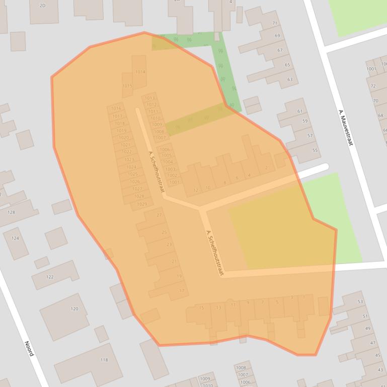 Kaart van postcodegebied 1741JN.
