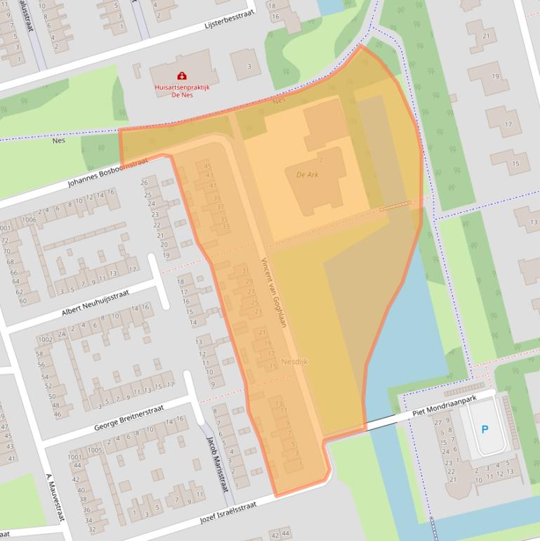 Kaart van postcodegebied 1741JR.