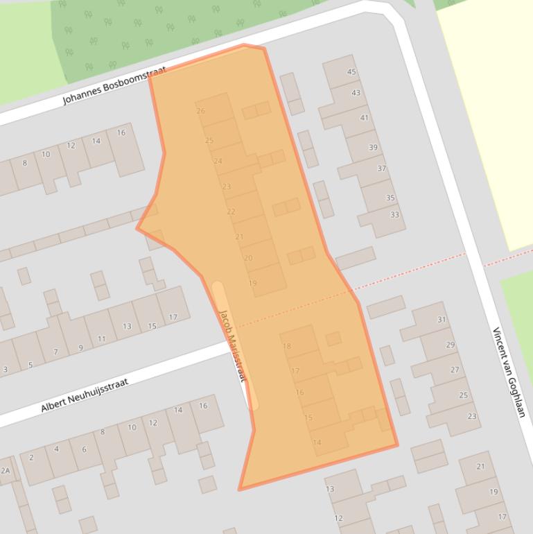 Kaart van postcodegebied 1741JT.