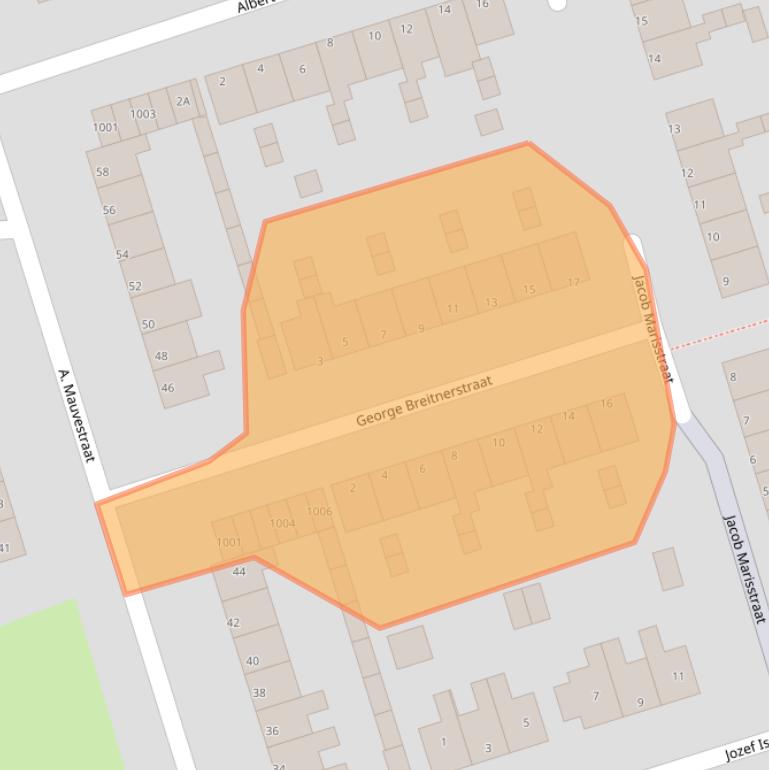 Kaart van postcodegebied 1741JV.