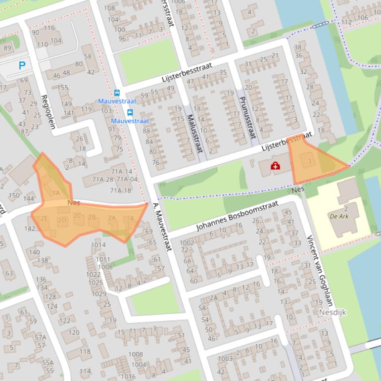 Kaart van postcodegebied 1741JZ.