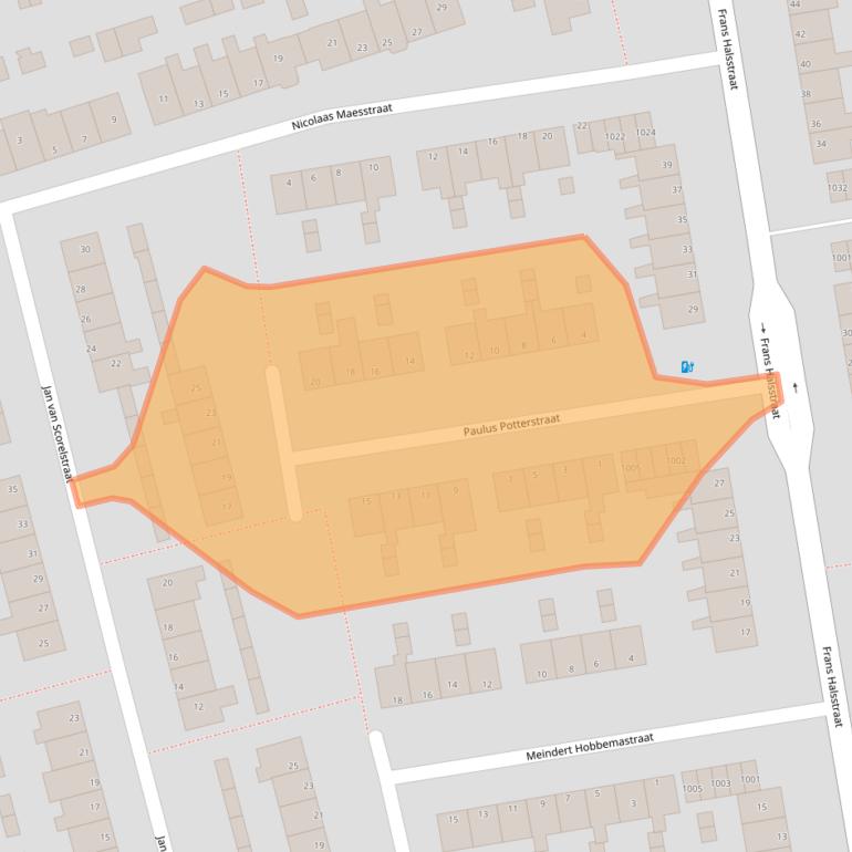 Kaart van postcodegebied 1741KS.