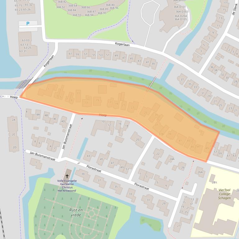 Kaart van postcodegebied 1741MA.