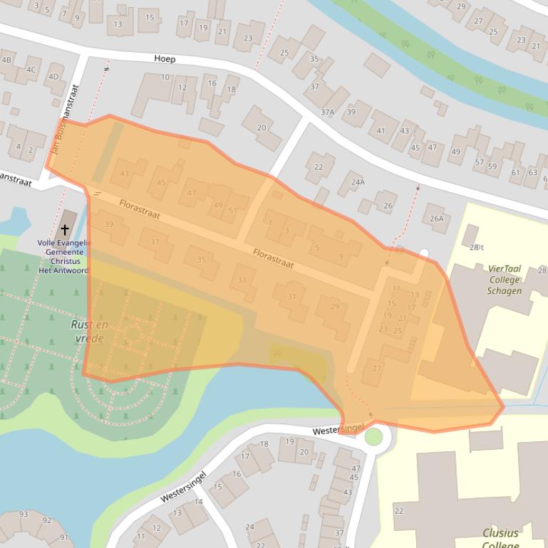 Kaart van postcodegebied 1741MW.