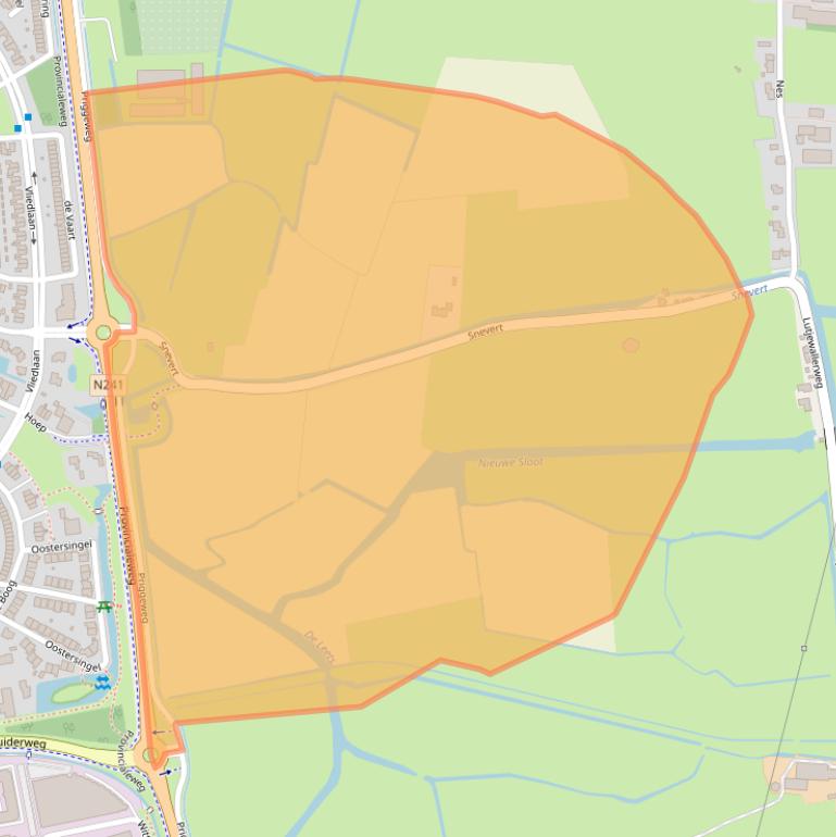 Kaart van postcodegebied 1741NE.