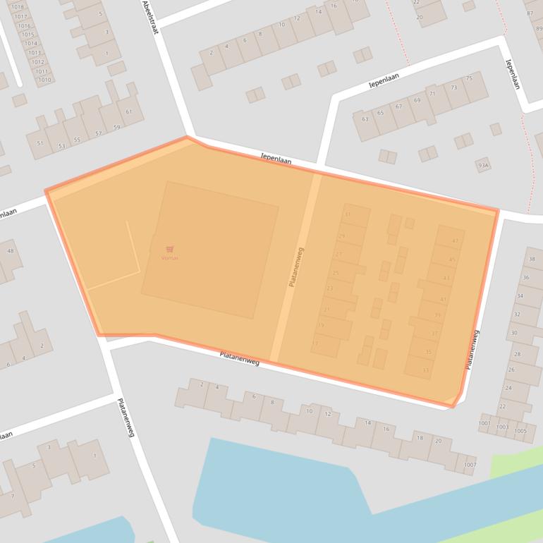 Kaart van postcodegebied 1741SB.