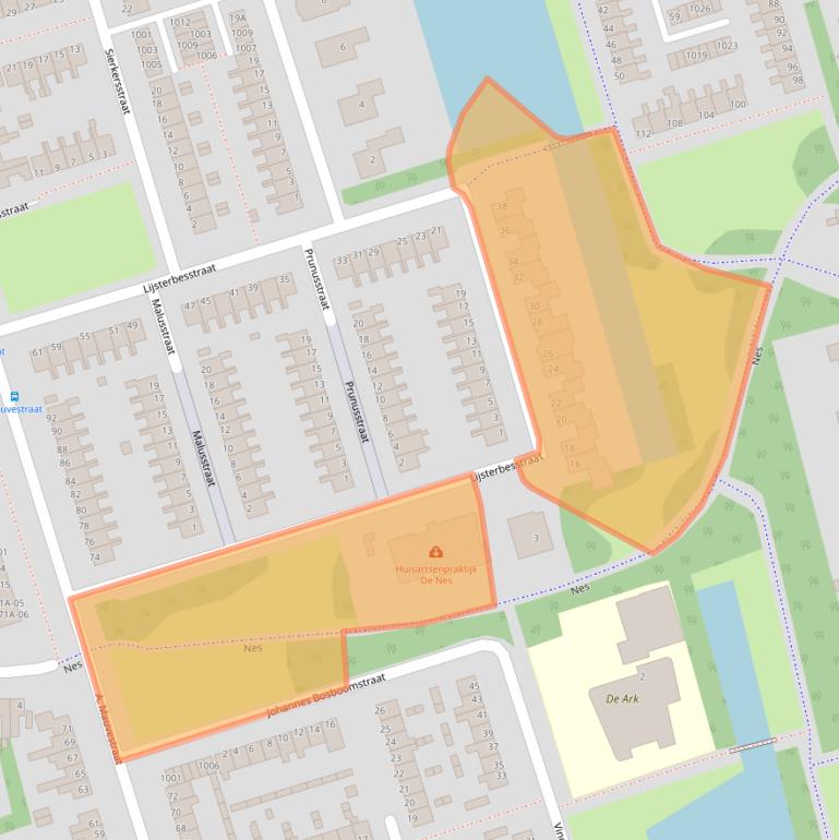 Kaart van postcodegebied 1741SN.