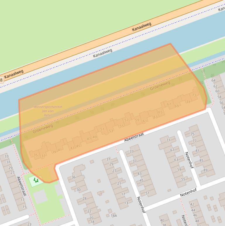 Kaart van postcodegebied 1741TJ.